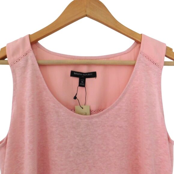 NEW Banana Republic Womens Top Sleeveless Pink Linen Blend Petite Medium PM - Picture 2 of 6